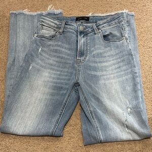 Risen size 9/29 Light Blue flare Jeans with frayed hem